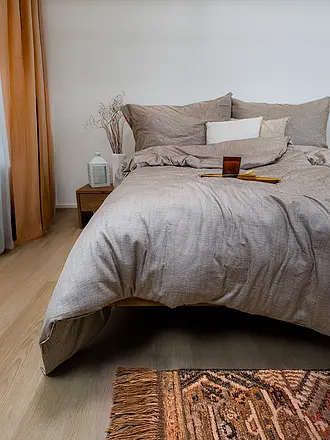 FLEURESSE | Satin Bettwäsche 70x90cm/140x220cm MODERN LIFE B Stone | camel